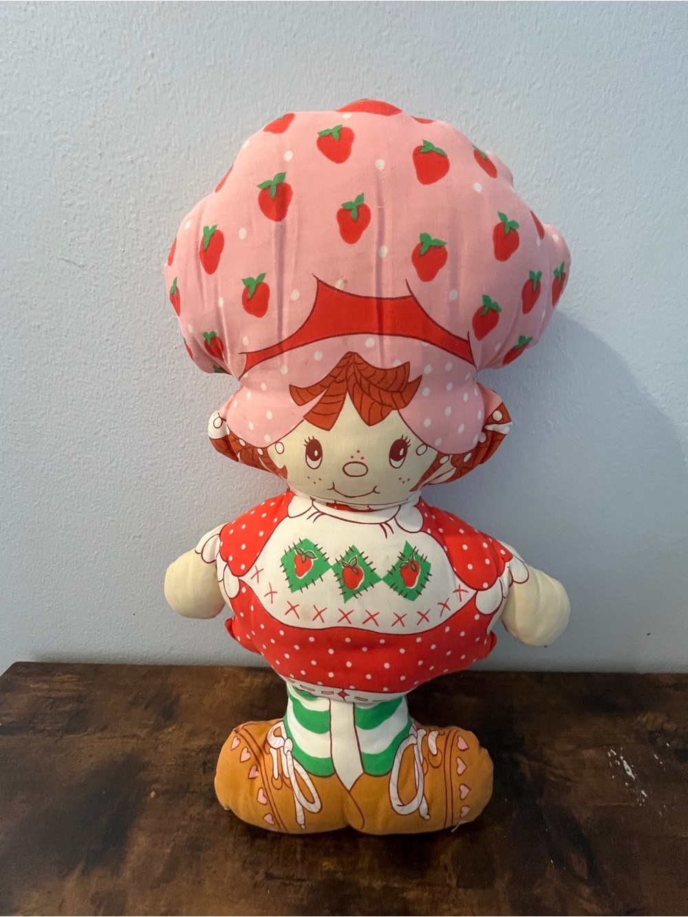 Vintage Strawberry Shortcake Handmade Pillow Doll - Pink & Red Kids Toy